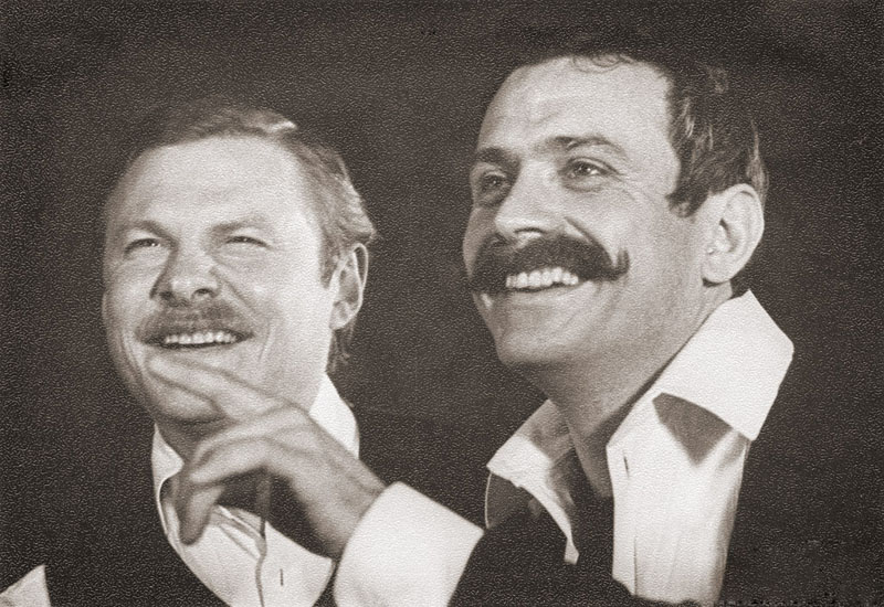 В. Соломин, Е. Стеблов и Н. Михалков на съёмках «Собаки Баскервилей», 1981 год 