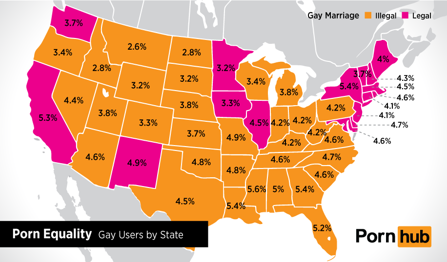 География запросов о гей-порно по штатам 