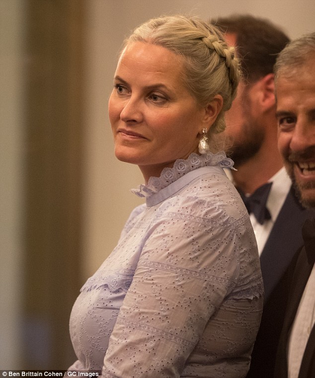 Elegant:Â Princess Mette-Marit opted for a stylish braided hairstyle at the festivalÂ 