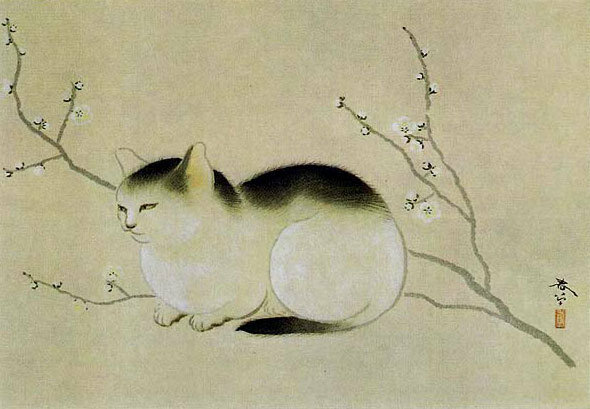 Кошки в японской живописи 19века 