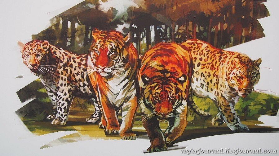 Парад диких кошек. Тигры и леопарды около ГУМа. 