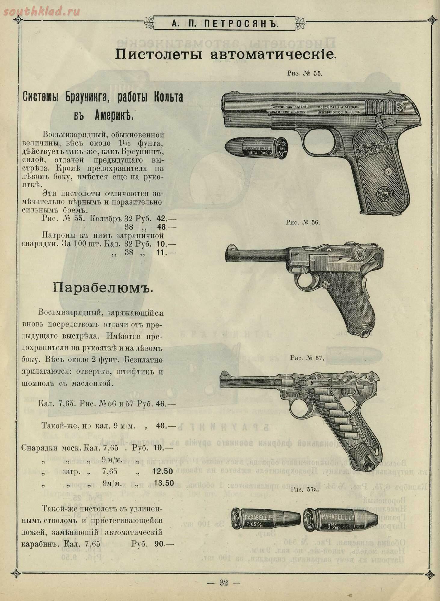 Прейскуранты оружейных магазинов царской Росии 