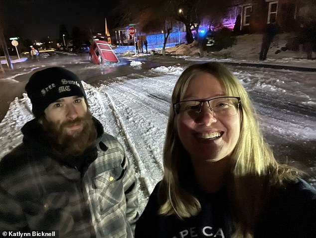 Katlynn Bicknell and Kevin Noel were in the car on Friday night.Â 'It felt like the movies, like being in a movie,' Bicknell said