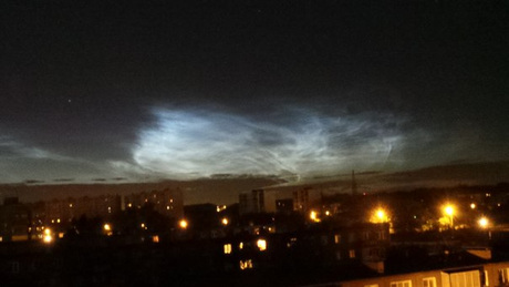 Северное сияние в небо над Челябинском 