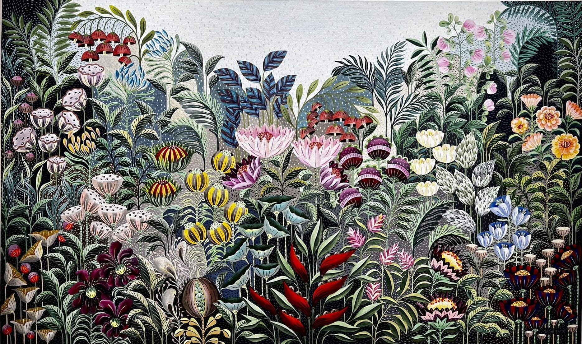 Великолепные цветы вспыхивают на тщательных фэнтезийных садовых картинах 