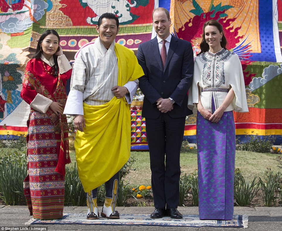 The Duke and Duchess meet the Kate and Wills of the Orient: The British Royals are welcomed to the capital of Thimphu byÂ King of Bhutan Jigme Khesar Namgyel Wangchuck and his wife Jetsun Pema, who is known as the Kate Middleton of the Himalayas