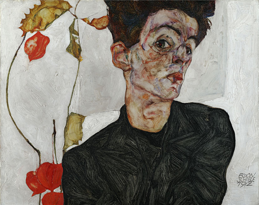 selfie / Self-portrait / ÐÐ²ÑÐ¾Ð¿Ð¾ÑÑÑÐµÑ Ñ ÐºÐ¸ÑÐ°Ð¹ÑÐºÐ¸Ð¼Ð¸ ÑÐ¾Ð½Ð°ÑÐ¸ÐºÐ°Ð¼Ð¸, Ð­Ð³Ð¾Ð½ Ð¨Ð¸Ð»Ðµ / Egon Schiele, 1912